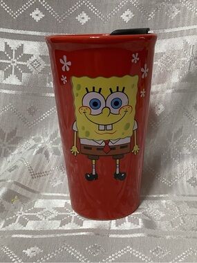 SpongeBob Red Ceramic Travel Tumbler